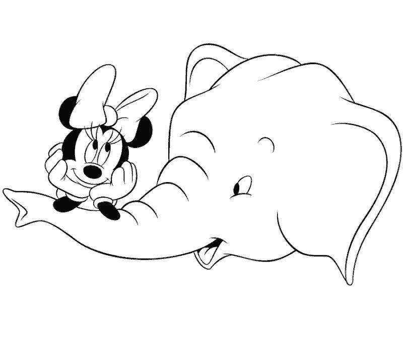 coloriage minnie et bebe elephant